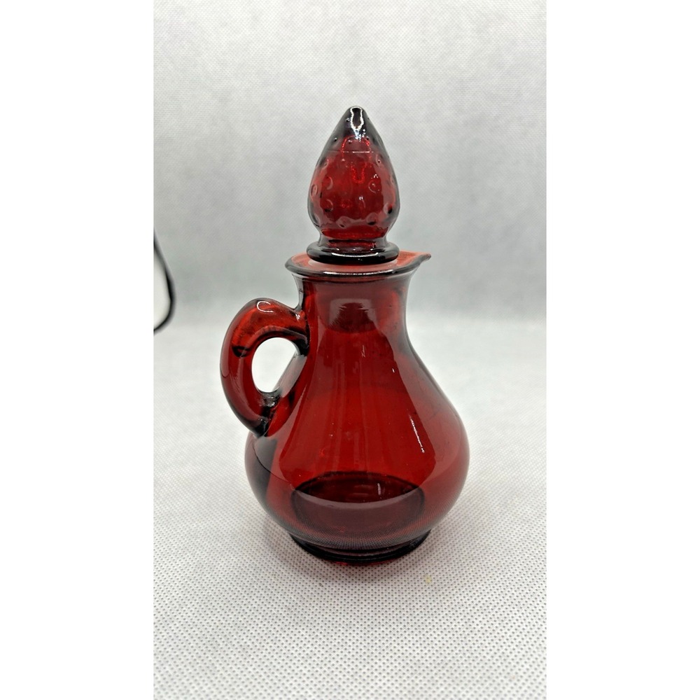 Vintage Glass Avon Bottle Only Bath Foam Strawberry Red Retro MCM Shelf Decor